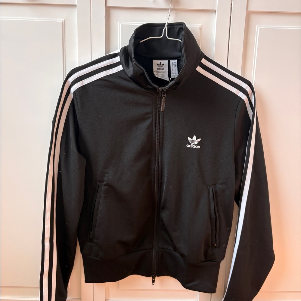 adidas Classics Black Firebird Jacket with White Three-Stripes
